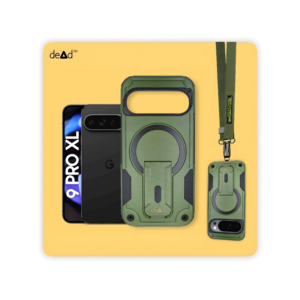 Rugged Back Cover for Google Pixel 9 Pro XL with Cross-Body Lanyard (Olive)