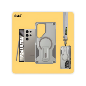 Rugged Back Cover for SAMSUNG Galaxy S24 Ultra 5G with Cross-Body Lanyard (Grey)