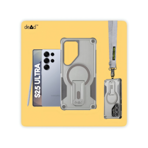 Rugged Back Cover for SAMSUNG Galaxy S25 Ultra 5G with Cross-Body Lanyard (Grey)