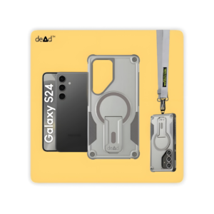 Rugged Back Cover for SAMSUNG Galaxy S24 5G with Cross-Body Lanyard (Grey)