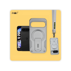 Rugged Back Cover for Google Pixel 9 Pro with Cross-Body Lanyard (Grey)