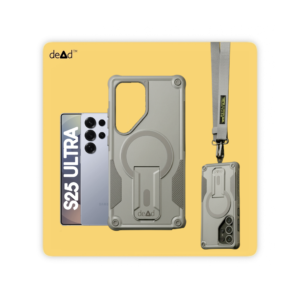 Rugged Back Cover for SAMSUNG Galaxy S25 Ultra 5G with Cross-Body Lanyard (Grey)