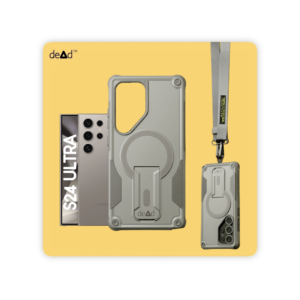 Rugged Back Cover for SAMSUNG Galaxy S24 Ultra 5G with Cross-Body Lanyard (Grey)