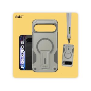 Rugged Back Cover for Google Pixel 9 Pro XL with Cross-Body Lanyard (Grey)