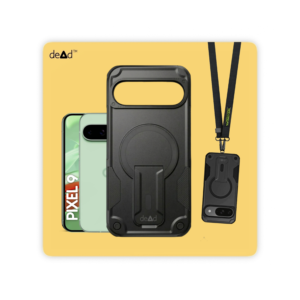 Rugged Back Cover for Google Pixel 9 with Cross-Body Lanyard (Black)