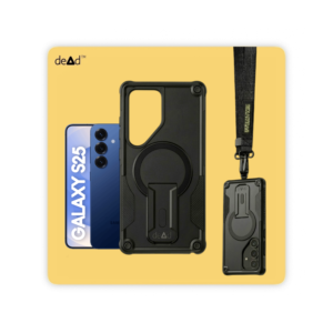 Rugged Back Cover for SAMSUNG Galaxy S25 5G with Cross-Body Lanyard (Black)