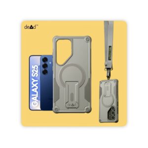 Rugged Back Cover for SAMSUNG Galaxy S25 5G with Cross-Body Lanyard (Grey)