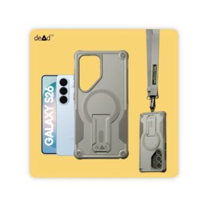 Rugged Back Cover for SAMSUNG Galaxy S26 5G with Cross-Body Lanyard (Grey)