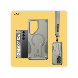 Rugged Back Cover for SAMSUNG Galaxy S24 5G with Cross-Body Lanyard (Grey)