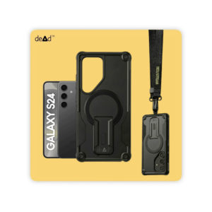 Rugged Back Cover for SAMSUNG Galaxy S24 5G with Cross-Body Lanyard (Black)