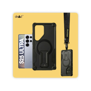 Rugged Back Cover for SAMSUNG Galaxy S25 Ultra 5G with Cross-Body Lanyard (Black)
