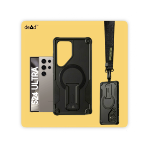 Rugged Back Cover for SAMSUNG Galaxy S24 Ultra 5G with Cross-Body Lanyard (Black)